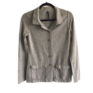 TANA + BEE Cashmere Wool Button Front Blazer Cardigan Sweater Grey S